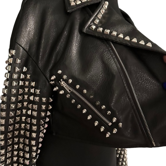 Azalea Wang Essential Moto black studded vegan leather jacket in 1X. NWOT. - Picture 15 of 16